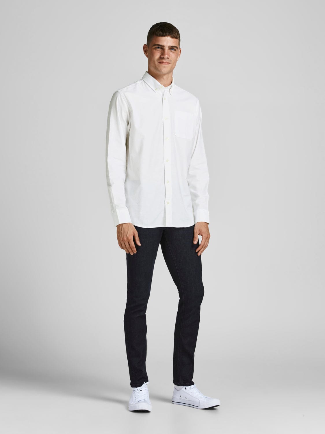 Camisa algodón orgánico blanca con bolsillo-JPRBLUBROOK